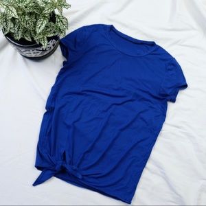 Royal Blue Bamboo Short Sleeve Tie Front Tshirt